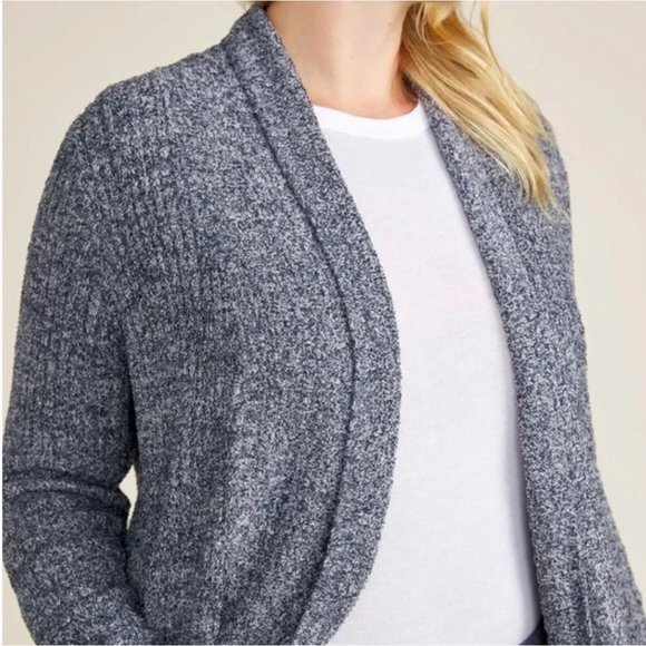 Barefoot Dreams Cozychic Lite Montecito Cardi Heathered Indigo/Stone 3X - Picture 2 of 16